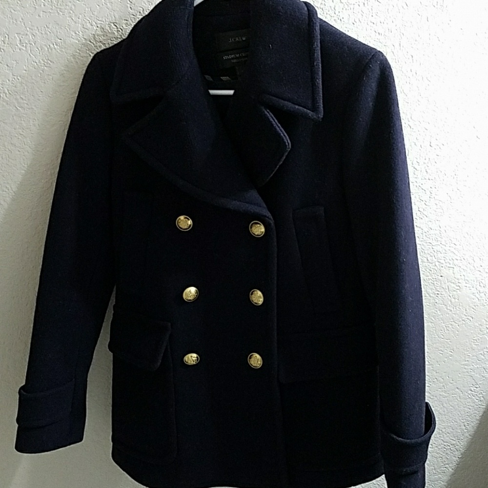 Jcrew stadium cloth Majes coat - color navy size 0